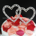 Wedding Cake Topper with Vintage Double Hearts Covered in Rhinestone Crystals Cake Decoration